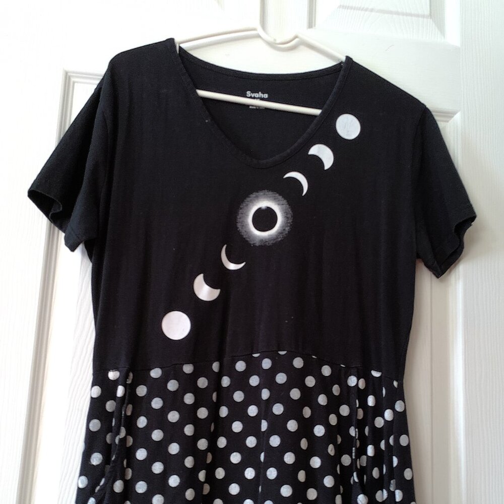 Svaha Black and White Eclipse Polka Dot Dress